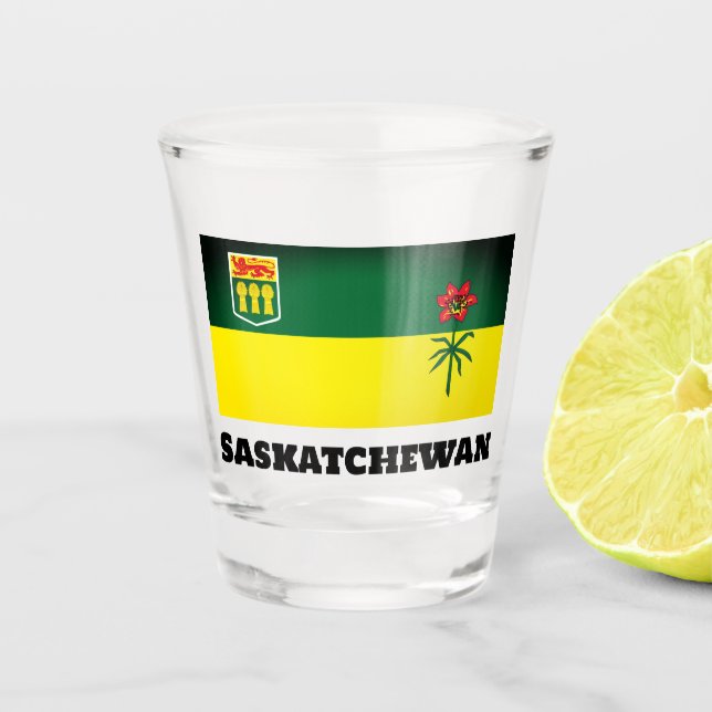 Copo De Shot Bandeira Saskatchewan (CANADA) (Frente)