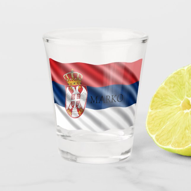 Copo De Shot Bandeira sérvia, patriótica (Frente)