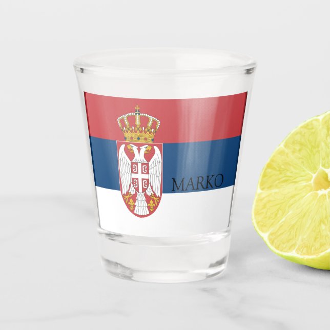 Copo De Shot Bandeira sérvia, patriótica (Frente)