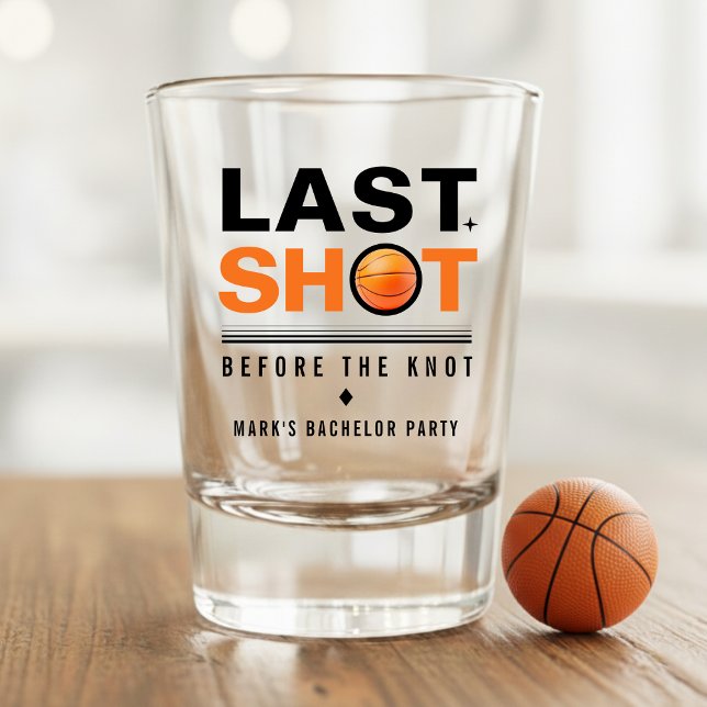 Copo De Shot Basketball Bachelor Party Last Shot Orange & White (Criador carregado)