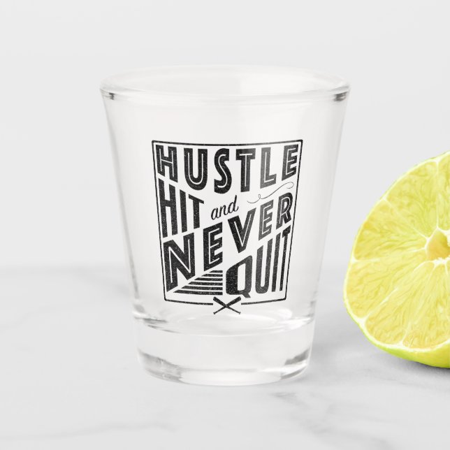 Copo De Shot Bateria de Hustle de Softball de Baseball e Nunca  (Frente)