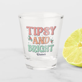 Copo De Shot Bêbado e Brilhante Natal Personalizado Retro