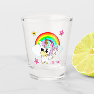 Copo De Shot Bebê Unicórnio Fofo e Arco-íris