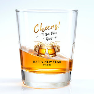 Copo De Shot Beer Mug Dourado Cheers to Véspera de ano novo Par