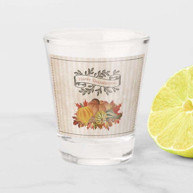 Copo De Shot Beige Thankand Pumpkins e Squash (Frente)