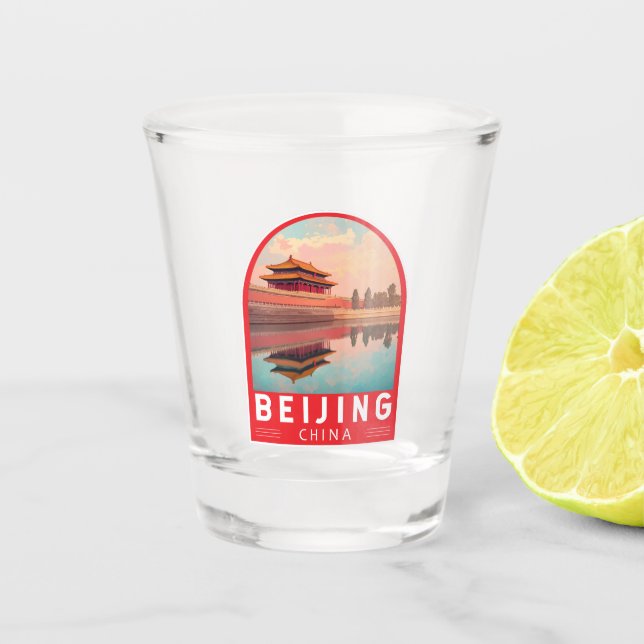 Copo De Shot Beijing China Travel Art Emblem (Frente)