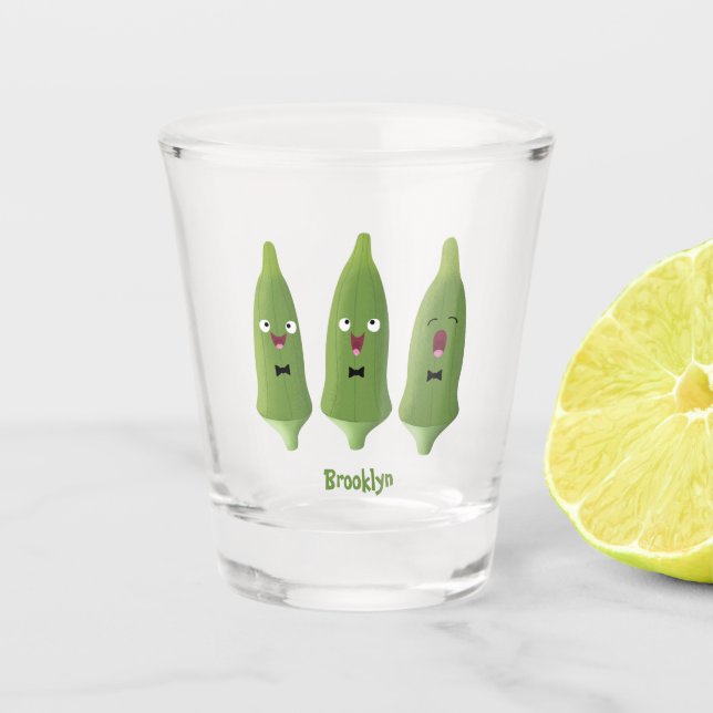 Copo De Shot Bela caricatura de okra (Frente)