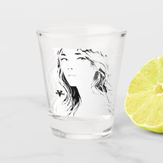 Copo De Shot Bela Garota de Anime Floral – Estética Pastel Suav