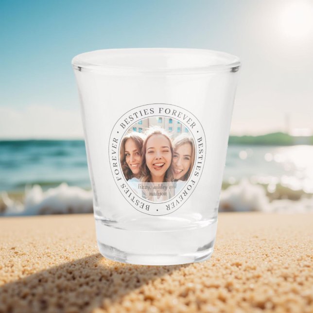 Copo De Shot Besties para sempre Foto personalizada simples e m (Criador carregado)