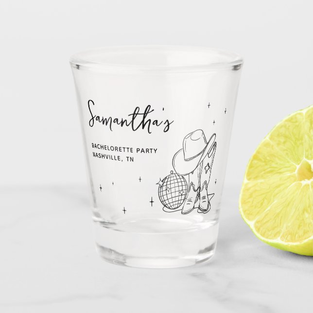 Copo De Shot Black Cowgirl Disco Western Bachelorette Party (Frente)