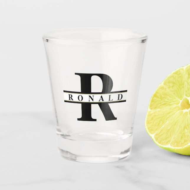 Copo De Shot Black/Dourado ID613, Grande Bold Monograma (Frente)