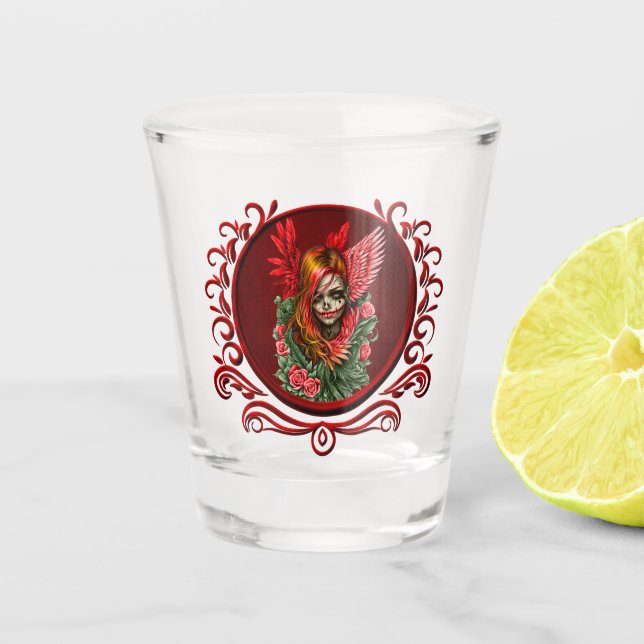 Copo De Shot Blossom Gótico, o anjo das rosas. (Frente)