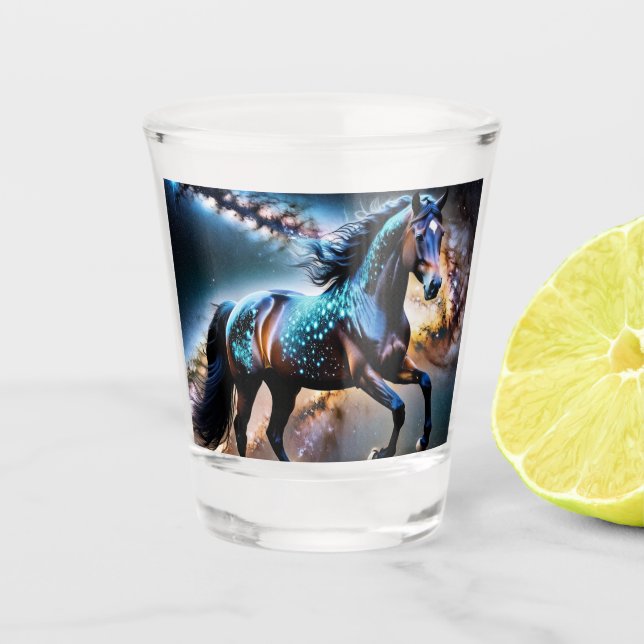 Copo De Shot Blue Stars Galaxy Horse (Frente)