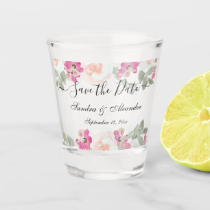 Copo De Shot Blush Rosa Floral Salve A Data Casamento
