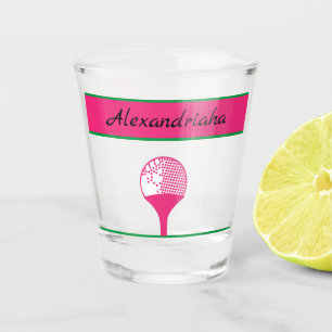 Copo De Shot Bola de Golfe Rosa da Mulher em Nome de Golfe de T