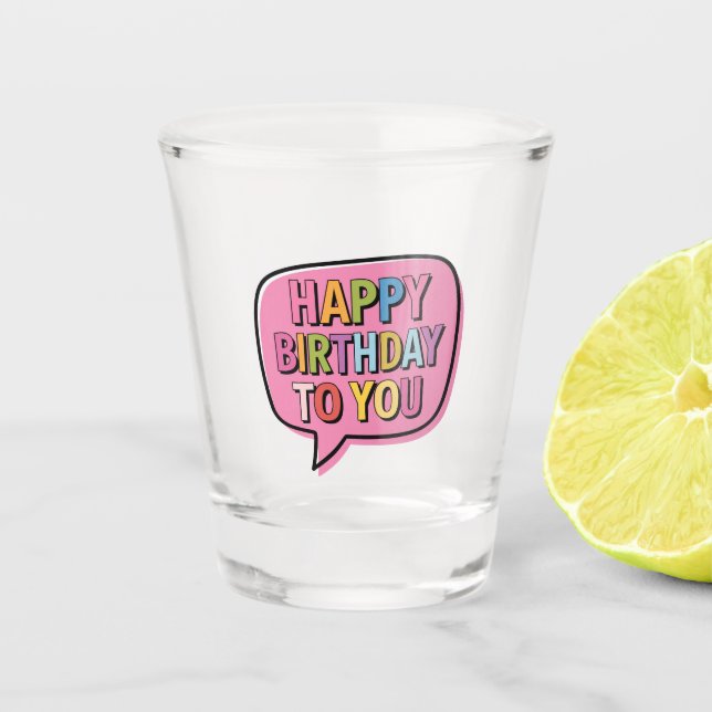 Copo De Shot Bolha de Feliz Aniversário (Frente)