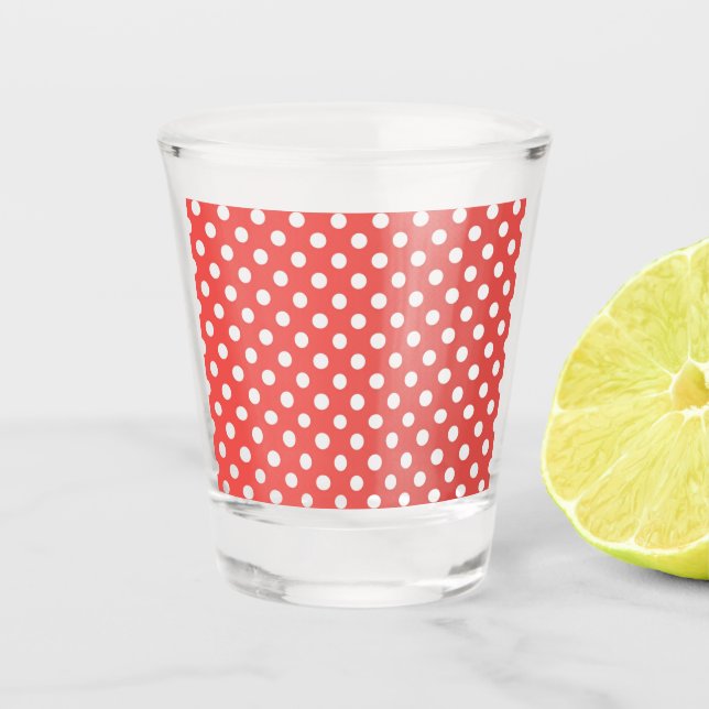 Copo De Shot Bolinhas brancas e vermelhas (Frente)