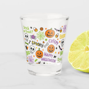 Copo De Shot Bomba Divertida - Padrão Colorido de Halloween