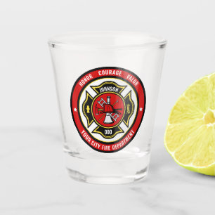 Copo De Shot Bombeiro Emergente ADD NAME Crachá do corpo de bom