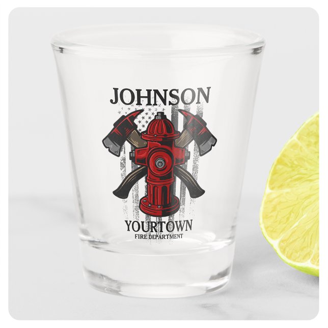 Copo De Shot Bombeiro NOME Fire Department Hydrant USA Flag (Criador carregado)