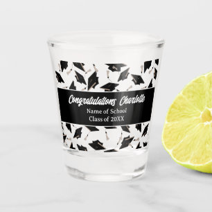 Copo De Shot Bonés brancos pretos para graduação personalizados