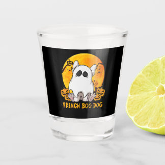 Copo De Shot Boo Bulldog com Pumpkin Spider e Lua