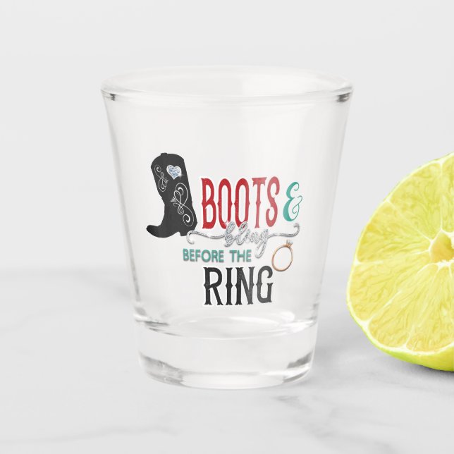 Copo De Shot Boots and Bling Before the Ring Shot Glass (Inicia (Frente)
