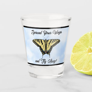 Copo De Shot Borboleta Rabo-de-Andorinha Amarela Céu Azul Perso