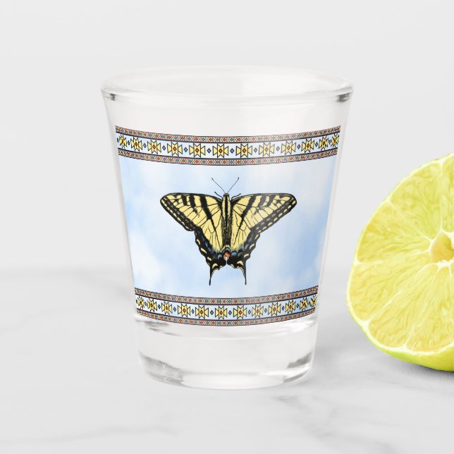 Copo De Shot Borboleta Rabo de Andorinha Amarela do Sudoeste Cé (Frente)