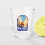 Copo De Shot Bordeaux France Viagem Art Emblem<br><div class="desc">Bordéus retro vetor viagem design. Bordeaux,  centro da famosa região vitícola,  é uma cidade portuária no rio Garonne,  no sudoeste de França.</div>