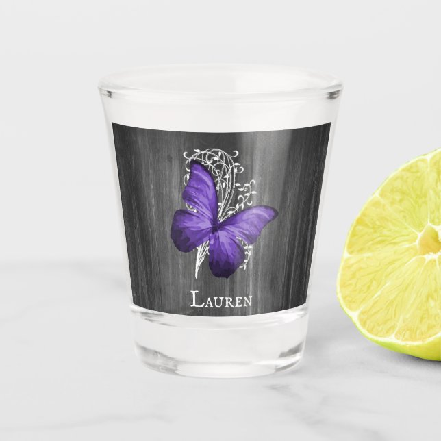 Copo De Shot Borracha Rústica Roxa Vidro-Fogo Personalizado (Frente)