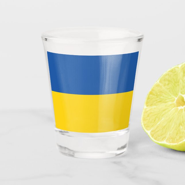 Copo De Shot Botão Bandeira da Ucrânia (Frente)