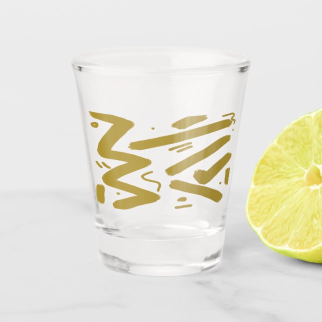 Copo De Shot Branco Tribal e Dourado (Frente)