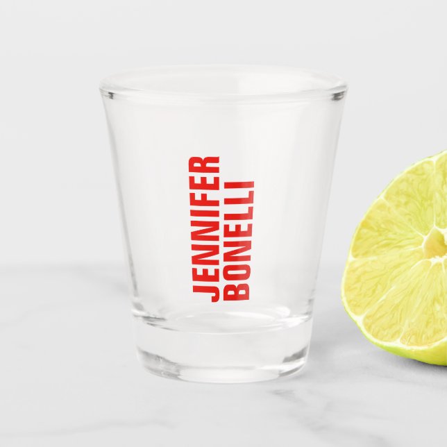 Copo De Shot Branco vermelho-vermelho-preto moderno e profissio (Frente)