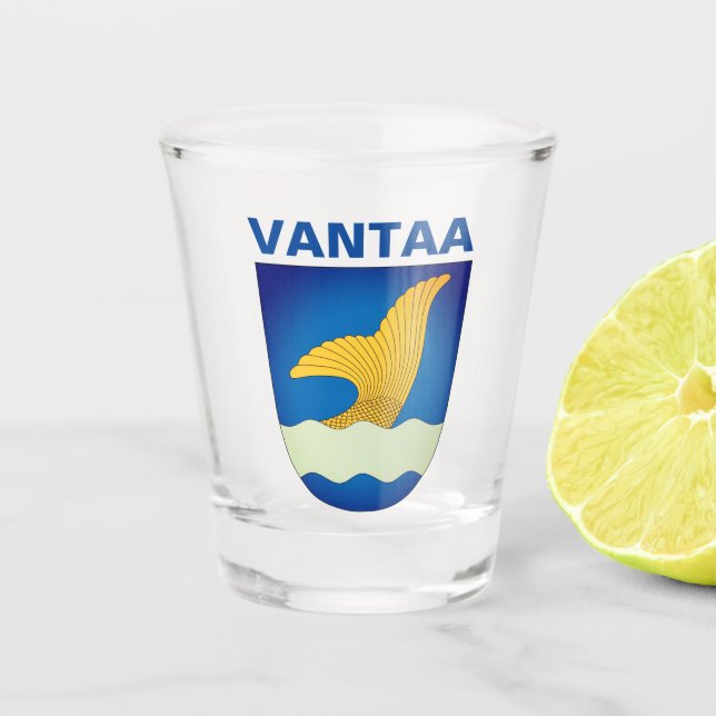 Copo De Shot Brasão de armas de Vantaa (Finlândia) (Frente)