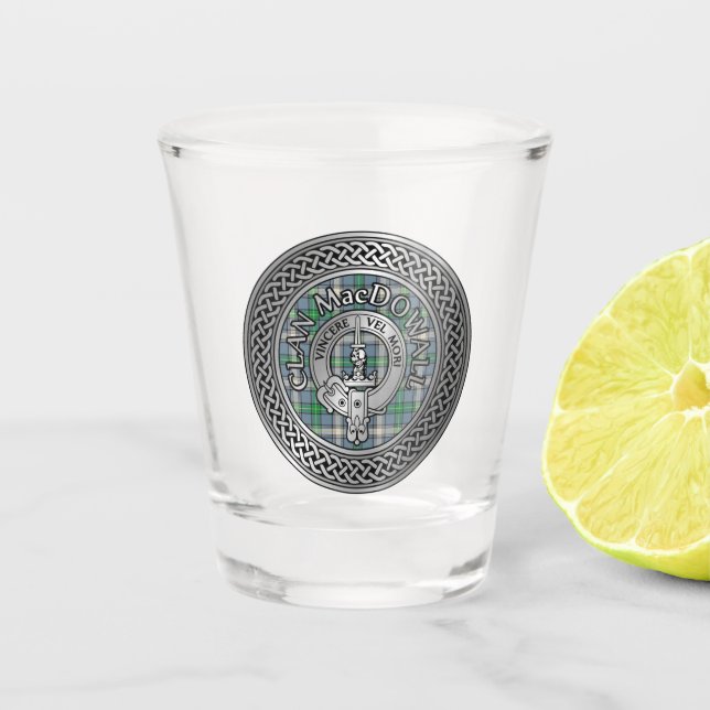 Copo De Shot Brasão do Clã MacDowall & Nó Tártano (Frente)