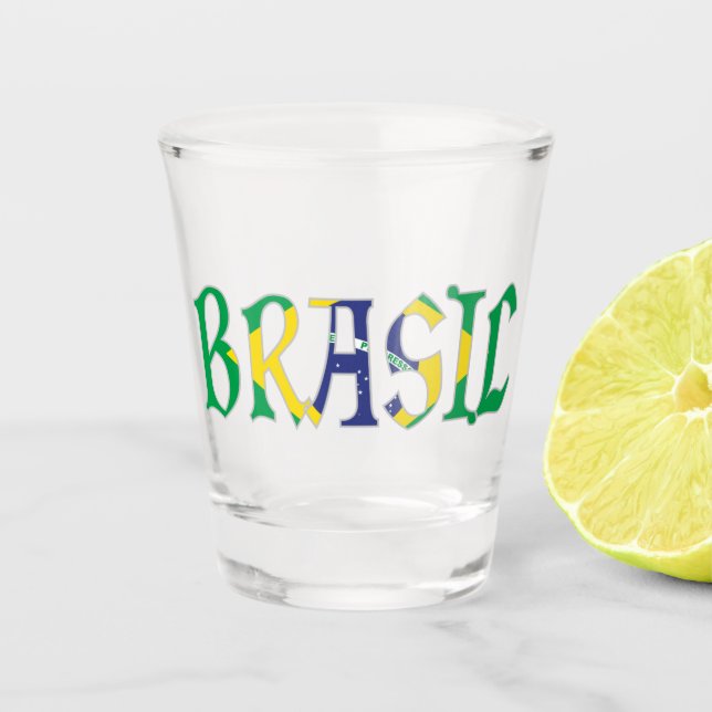 Copo De Shot Brasil em Cores da Bandeira (Frente)