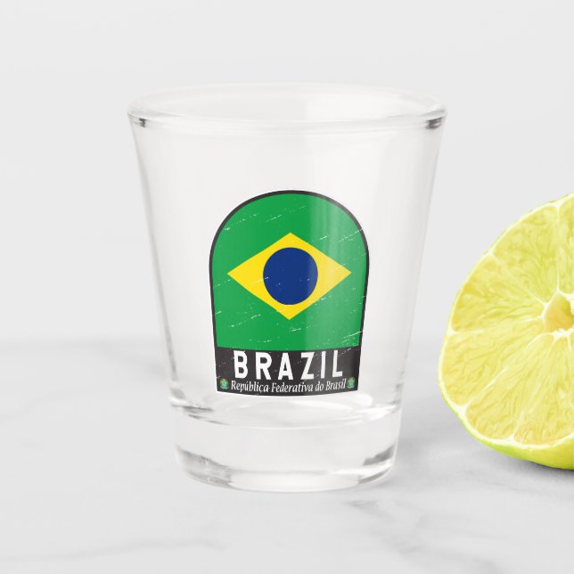 Copo De Shot Brasil Sinalizador Emblem Vintage (Frente)