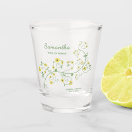 Copo De Shot Bridal Party Personalize o vidro amarelo da flor