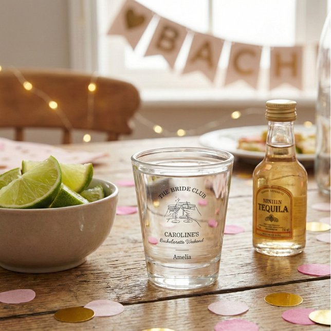 Copo De Shot Bride Club Bachelorette Weekend Favor Name (Criador carregado)