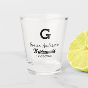 Copo De Shot Bridesmaid adiciona nome monograma simples e moder