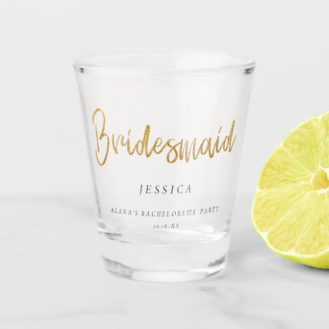 Copo De Shot Bridesmaid da festa de solteira Dourada (Frente)