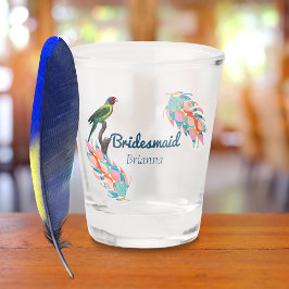 Copo De Shot Bridesmaid Favor Vintage Parakeet