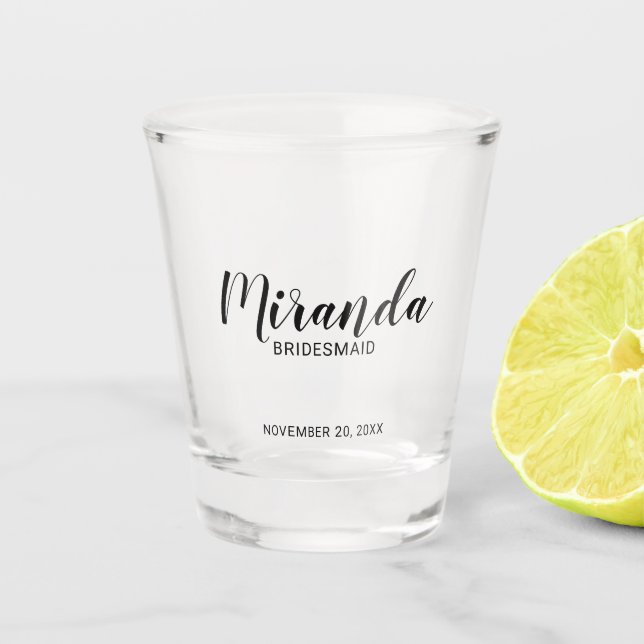 Copo De Shot Bridesmaid Personalizado de Script Moderno (Frente)