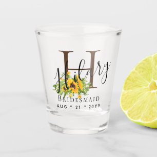 Copo De Shot Bridesmaid Personalizado Nome Inicial SUNFLOWERS