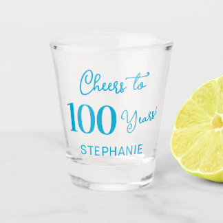 Copo De Shot Brindes Aqua Blue aos 100 Anos Aniversário de 100