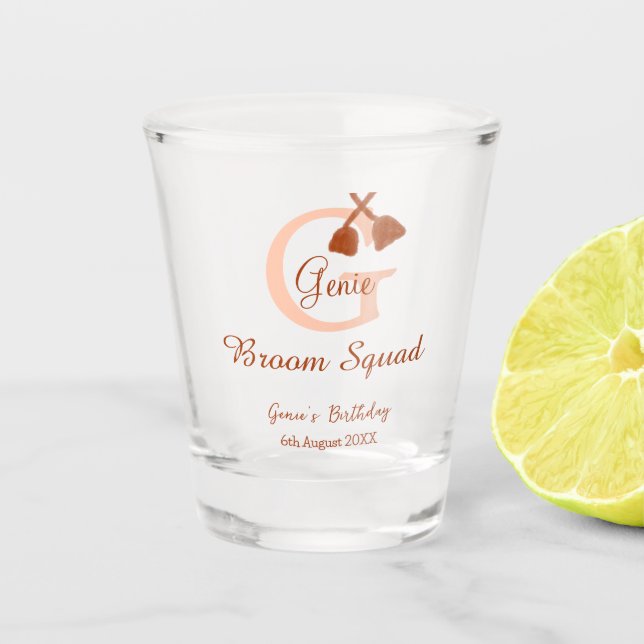 Copo De Shot Brochura castanha esquadra Aniversário nome monogr (Frente)