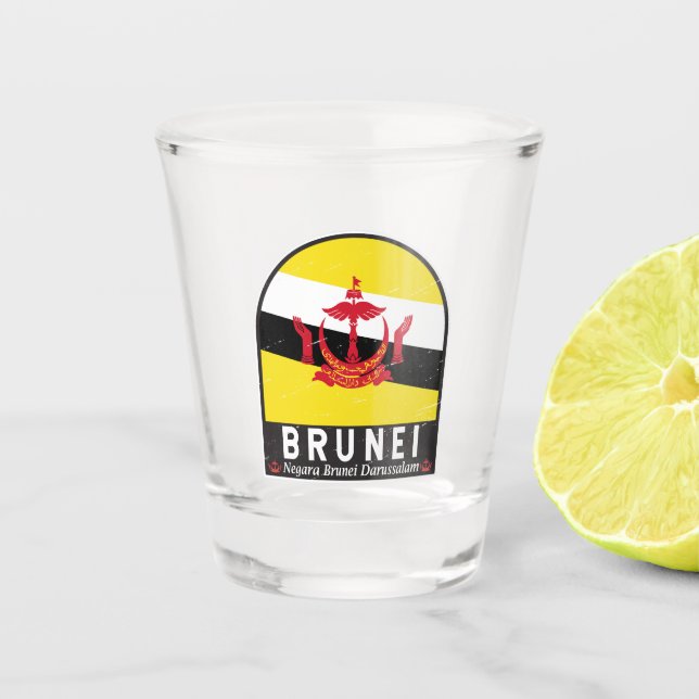 Copo De Shot Brunei Flag Emblem Distress Vintage (Frente)