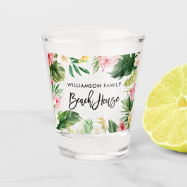 Copo De Shot Brussel Script Tropical Floral Greenery Beach Hous