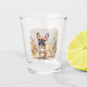 Copo De Shot Bulldogue Francês Cute Frenchie Cachorro Cor Bege